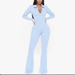 Ashley Rib Jumpsuit - Light Blue
